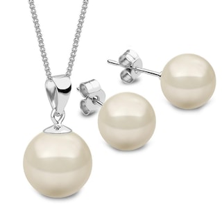 Foto 1 | Foto 1 | Collar y Aretes Joyería Zvezda Crema con Plata