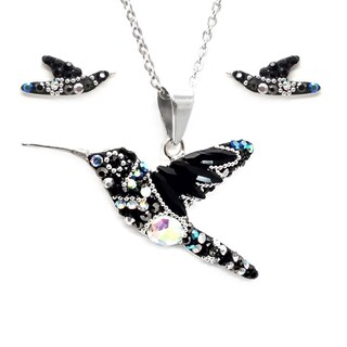 Foto 1 | Foto 1 | Collar y Aretes Joyería Zvezda Colibrí Negro con Plateado