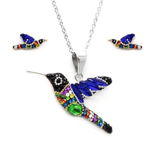 Foto 1 | Foto 1 | Collar y Aretes Joyería Zvezda Colibrí Multicolor con Plateado