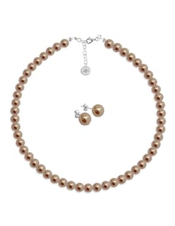 Foto 1 | Foto 1 | Collar y Aretes Joyería Zvezda Perlas de Cristal Rose Gold con Plata