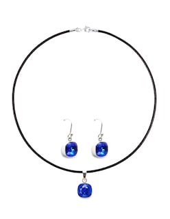 Foto 2 | Foto 2 | Collar y Aretes Joyería Zvezda Cushion Azul con Plata y Caucho