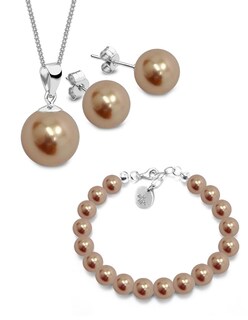 Foto 1 | Foto 1 | Collar + Aretes + Pulsera Joyería Zvezda Perlas de Cristal Rose Gold con Plata
