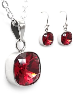 Foto 1 | Foto 1 | Collar y Aretes Zvezda Cushion Scarlet con Plata