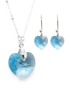 Foto 1 | Foto 1 | Collar y Aretes Zvezda Heart Aquamarine con Plata