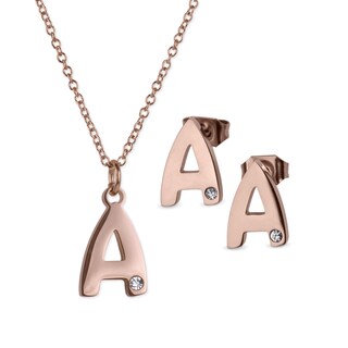 Foto 1 | Foto 1 | Set de Joyería Luckyly Baño de Oro Rosa 18k Yara Letra A