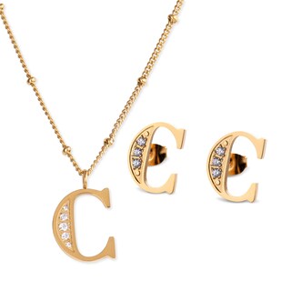 Foto 1 | Foto 1 | Collar y Aretes LuckyLy Baño de Oro 18K Letra C para Mujer