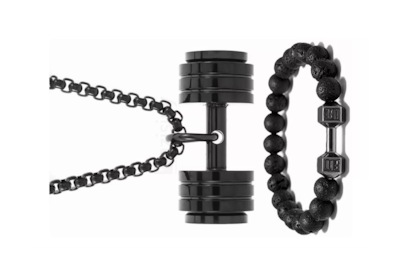 Foto 3 | Foto 3 | Collar y Pulsera Mancuerna de Acero Inoxidable Negro