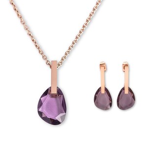 Foto 1 | Foto 1 | Set Juego de Joyería para Mujer, Aretes y Collar con Cristal Luckyly, Modelo Amber Morado