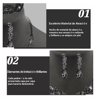 Foto 4 | Foto 4 | Conjunto De Joyas Para Mujer Collar Y Aretes Y Pulsera Negro