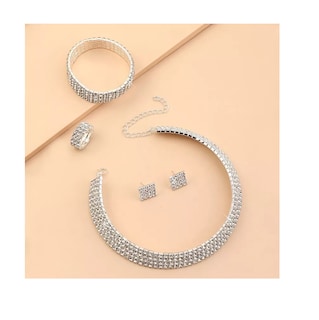 Foto 4 | Foto 4 | Conjunto De Joyas De Lujo Collar Pendientes Pulsera Anillo Plata