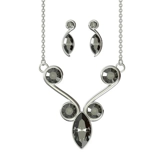 Foto 1 | Foto 1 | Juego De Collar Y Aretes Barroco Bañado En Rodio Con Cristales Swarovski - Elegancia Clásica Con Toque Moderno