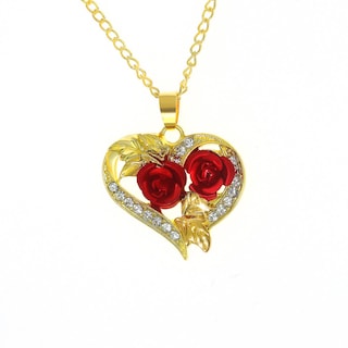 Foto 1 | Foto 1 | Juego De Collares Huoguo Con Colgante De Rosa En Forma De Corazón Con Rubí Para Mujer - Venta Internacional.