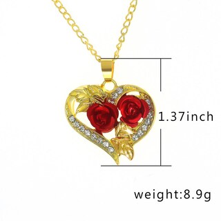 Foto 3 | Foto 3 | Juego De Collares Huoguo Con Colgante De Rosa En Forma De Corazón Con Rubí Para Mujer - Venta Internacional.