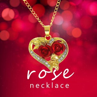 Foto 4 | Foto 4 | Juego De Collares Huoguo Con Colgante De Rosa En Forma De Corazón Con Rubí Para Mujer - Venta Internacional.