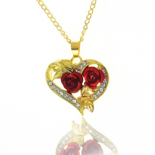 Foto 5 | Foto 5 | Juego De Collares Huoguo Con Colgante De Rosa En Forma De Corazón Con Rubí Para Mujer - Venta Internacional.