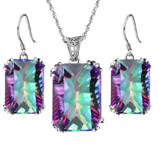 Foto 2 | Foto 2 | Conjunto De Joyas Huoguo Para Mujer Cristal Coloreado Y Diamante Retro - Venta Internacional.