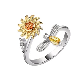 Foto 1 | Foto 1 | Anillo de Girasol BELUG color Plata Ajustable Rotación Anti Ansiedad para Mujer
