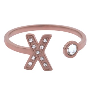 Foto 1 | Foto 1 | Anillo LuckyLy AV02-X color Rosa Baño de Oro Rosa 18k y Zirconia Cúbica - Letra X