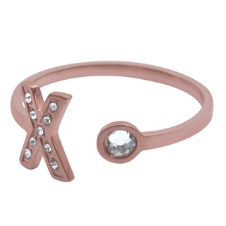Foto 2 | Foto 2 | Anillo LuckyLy AV02-X color Rosa Baño de Oro Rosa 18k y Zirconia Cúbica - Letra X
