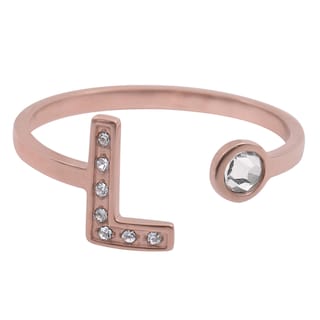 Foto 1 | Foto 1 | Anillo LuckyLy Baño de Oro Rosa 18k y Zirconia Cúbica Layla Letra L para Mujer