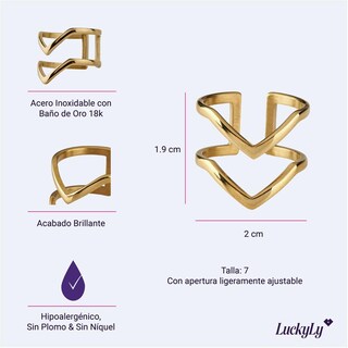 Foto 5 | Foto 5 | Anillo para Mujer Luckyly Ajustable Unitalla Diane Dorado