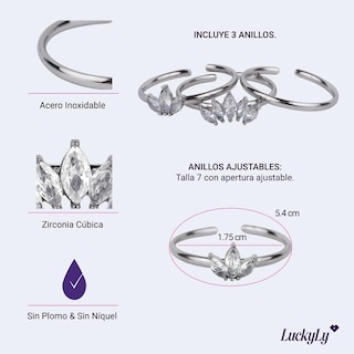 Foto 7 | Foto 7 | Set de Anillos Luckyly para Mujer Acero Inoxidable