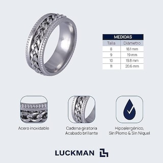 Foto 5 | Foto 5 | Anillo para Hombre Luckman Giratorio