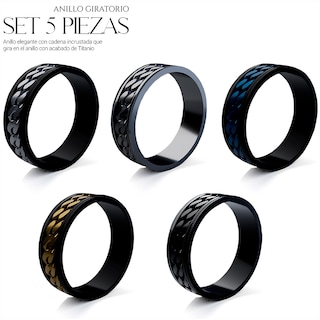 Foto 5 | Foto 5 | Anillo Set 5 Piezas De Titanio Acero Inoxidable Talla 11