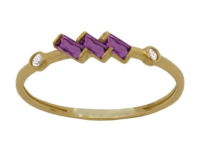 Foto 1 | Foto 1 | Anillo Tres Baguettes Color Amatista #7 Oro 10k Horoz Ci172