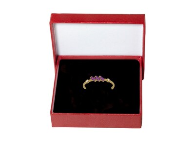 Foto 3 | Foto 3 | Anillo Tres Baguettes Color Amatista #7 Oro 10k Horoz Ci172