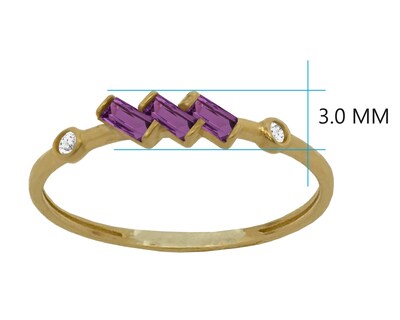 Foto 4 | Foto 4 | Anillo Tres Baguettes Color Amatista #7 Oro 10k Horoz Ci172