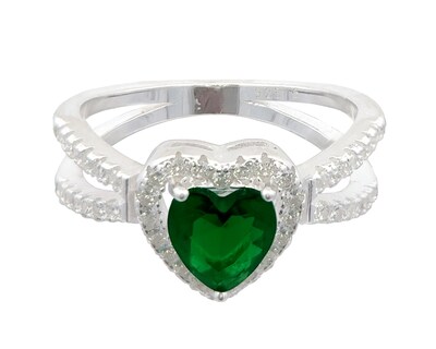 Foto 1 | Foto 1 | Anillo Corazón Verde #7 Horoz Plata .925 Cp32