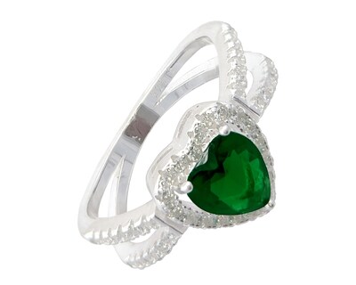 Foto 3 | Foto 3 | Anillo Corazón Verde #7 Horoz Plata .925 Cp32