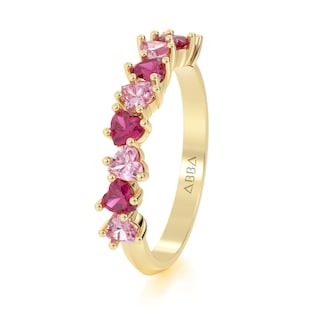 Foto 3 | Foto 3 | Churumbela Oro 10k Gemas Corazones Rosas Abba Joyas Talla 6.5