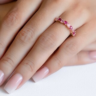 Foto 4 | Foto 4 | Churumbela Oro 10k Gemas Corazones Rosas Abba Joyas Talla 7