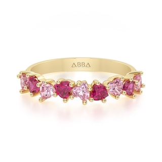 Foto 1 | Foto 1 | Churumbela Oro 10k Gemas Corazones Rosas Abba Joyas Talla 5.5