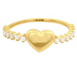 Anillo Corazón Liso Con Circonias #6 Horoz 10k Ci284