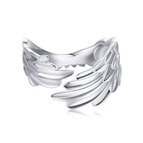Anillo Chulada De Plata .925 En Forma De Alas De Talla Ajustable Y Chapa De Platino