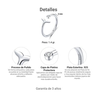 Foto 5 | Foto 5 | Anillo Chulada, Cola De Sirena De Plata .925 Con Chapa De Platino