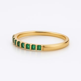 Foto 1 | Foto 1 | Anillo Media Churumbela Oro 14 k Zirconias Verdes Talla 5