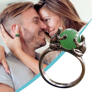 Foto 2 | Foto 2 | Anillo Huoguo Cute Animals Green Stone Para Hombre Y Mujer - Venta Internacional.