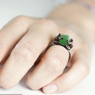 Foto 3 | Foto 3 | Anillo Huoguo Cute Animals Green Stone Para Hombre Y Mujer - Venta Internacional.