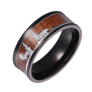 Foto 1 | Foto 1 | Anillo De Boda Huoguo Acero De Tungsteno Negro 8 Mm Para Hombre - Venta Internacional.