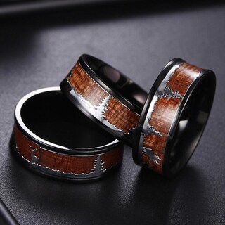Foto 3 | Foto 3 | Anillo De Boda Huoguo Acero De Tungsteno Negro 8 Mm Para Hombre - Venta Internacional.