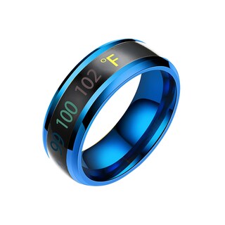 Foto 1 | Foto 1 | Anillo De Pareja Huoguo Magic Mood Con Pantalla De Temperatura Azul - Venta Internacional.