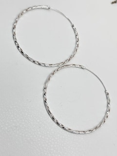 Foto 2 | Foto 2 | Pendientes De Aro De Plata De Ley 925 Trenzada De 55 Mm - Venta Internacional.