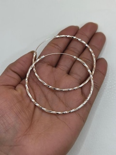 Foto 3 | Foto 3 | Pendientes De Aro De Plata De Ley 925 Trenzada De 55 Mm - Venta Internacional.