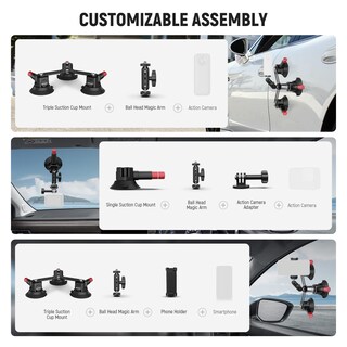 Foto 4 | Foto 4 | Soporte Para Cámara Neewer Con Triple Ventosa Para Coche Y Soporte Para Teléfono - Venta Internacional.