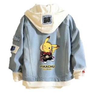 Foto 1 | Foto 1 | Venta Internacional-pikachu Pack Cool Travieso Lindo Anime Moda Chaqueta De Mezclilla