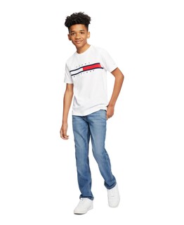 Foto 2 | Foto 2 | Camiseta Tommy Hilfiger De Manga Corta Para Niños Con Bandera De 5 Años, Color Blanco - Venta Internacional.